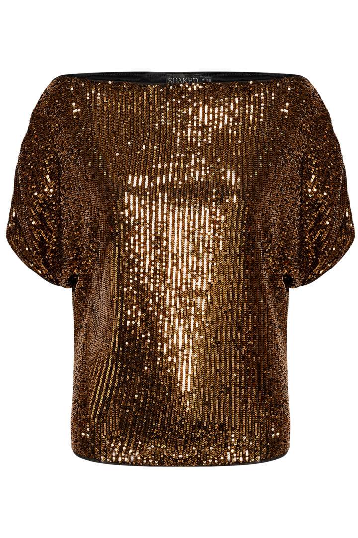 Soaked in Luxury Suse Sequin Top - Copper Bronze Party Top