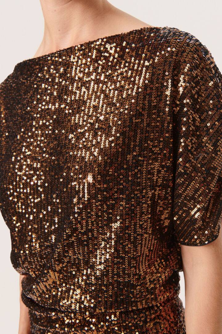 Soaked in Luxury Suse Sequin Top - Copper Bronze Party Top