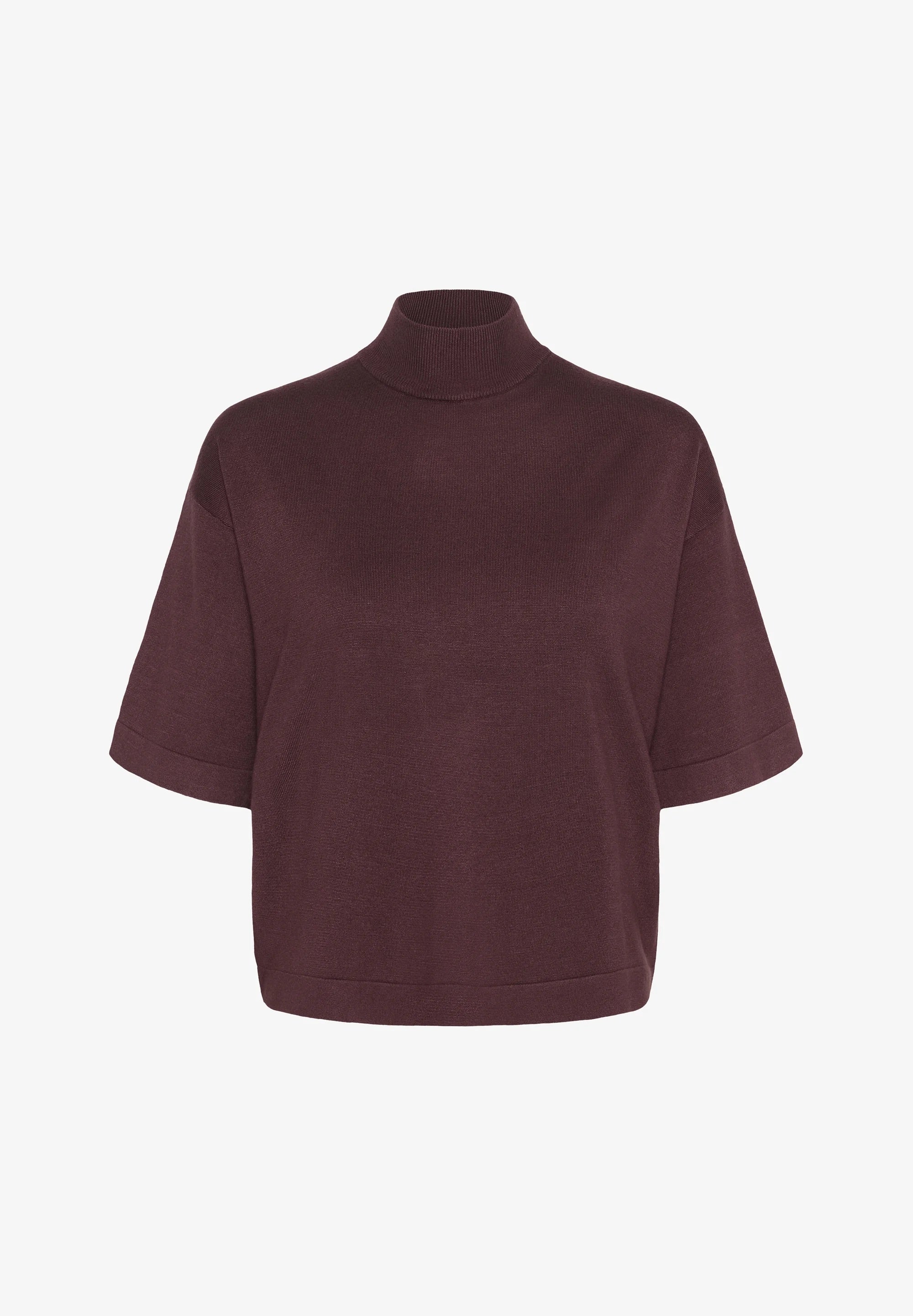 Kaffe Kalizza Bordeaux Cropped Mock Turtleneck Top – Short Sleeve | Women