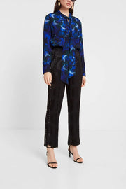 Desigual Tie-Dye Blouse - Blue Mandala Print with Bow