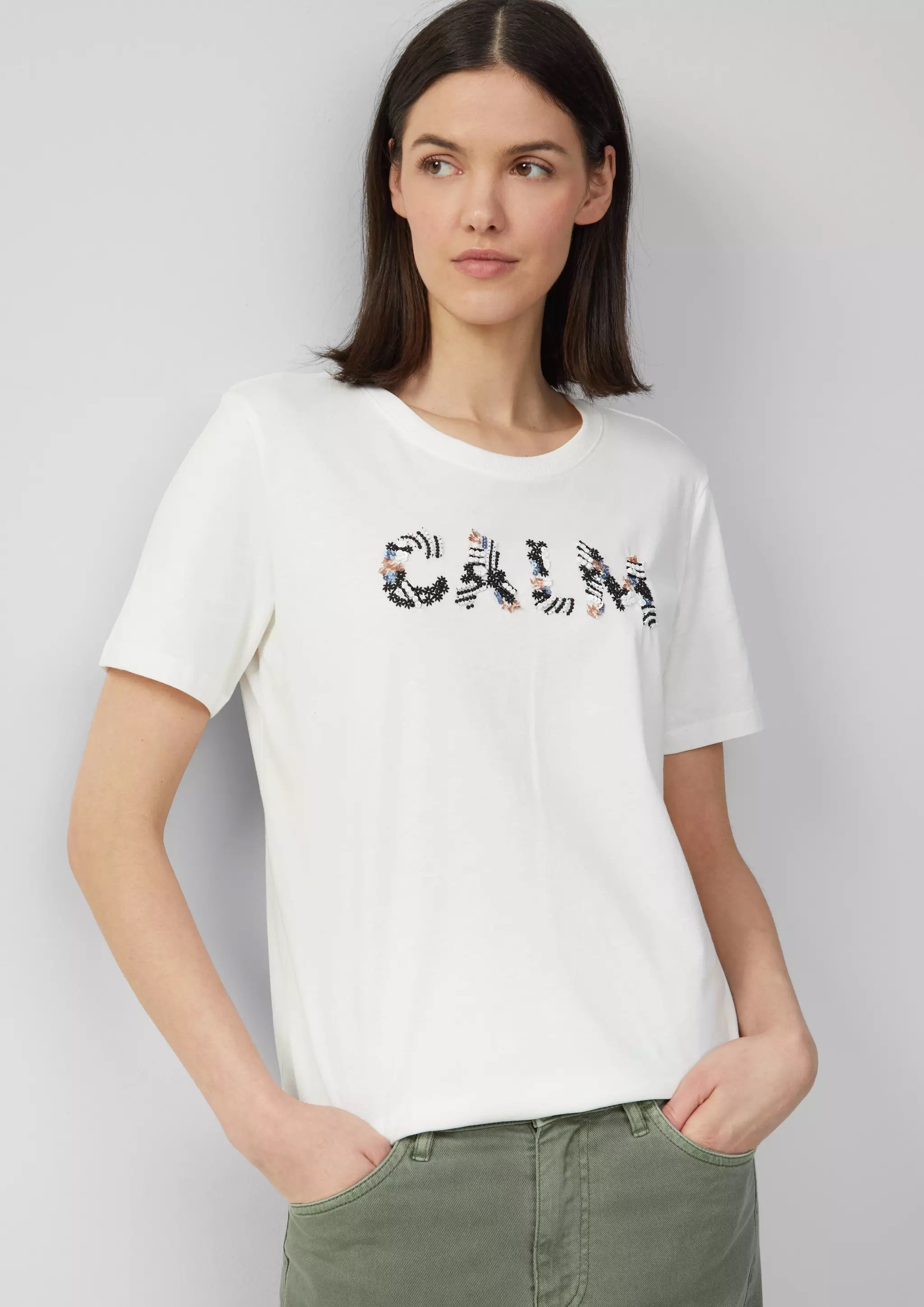 s.Oliver Women's Relaxed Fit Jersey T-Shirt - CALM Floral Artwork
