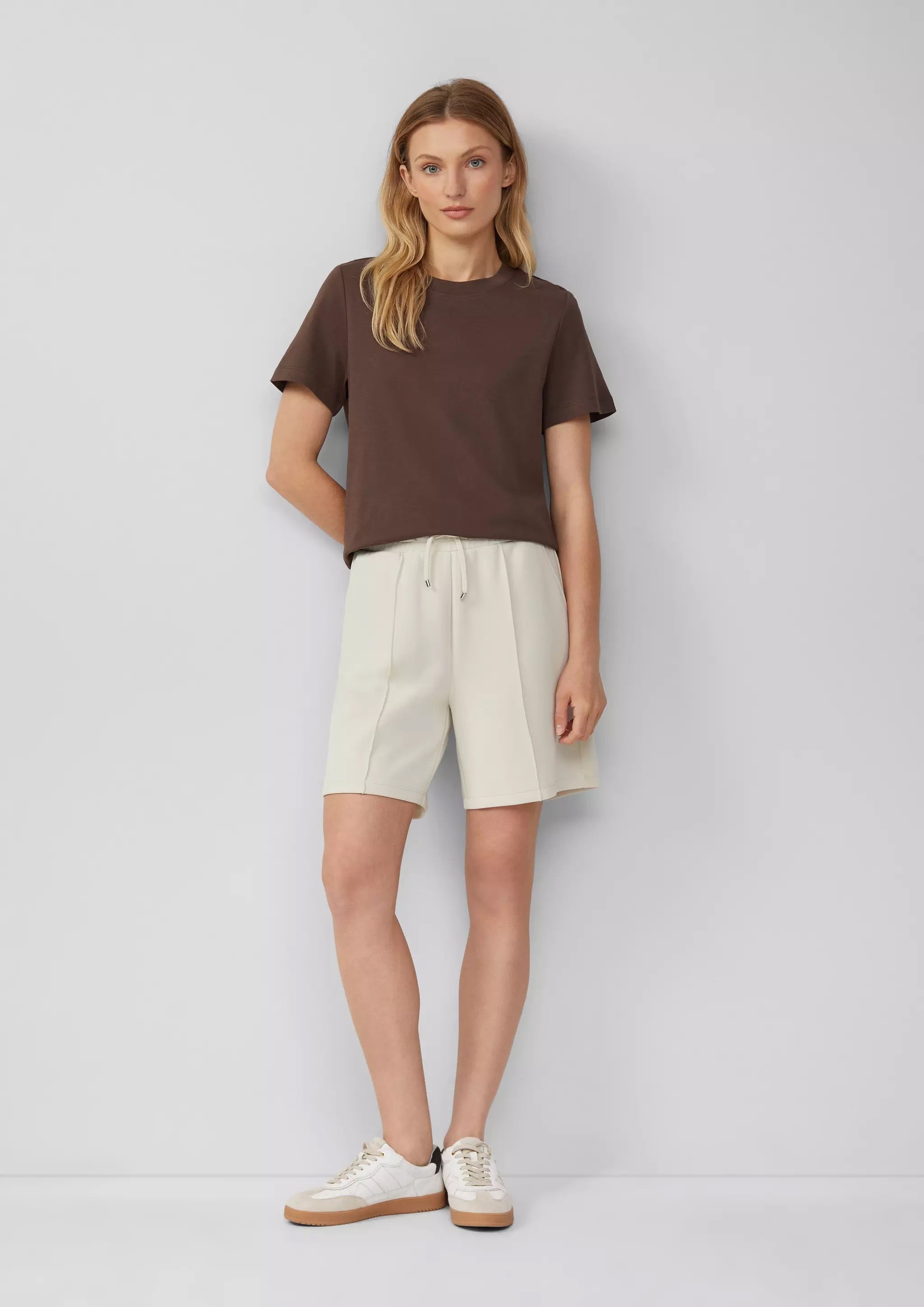 s.Oliver Women's Cropped T-Shirt - Interlock Jersey - Brown