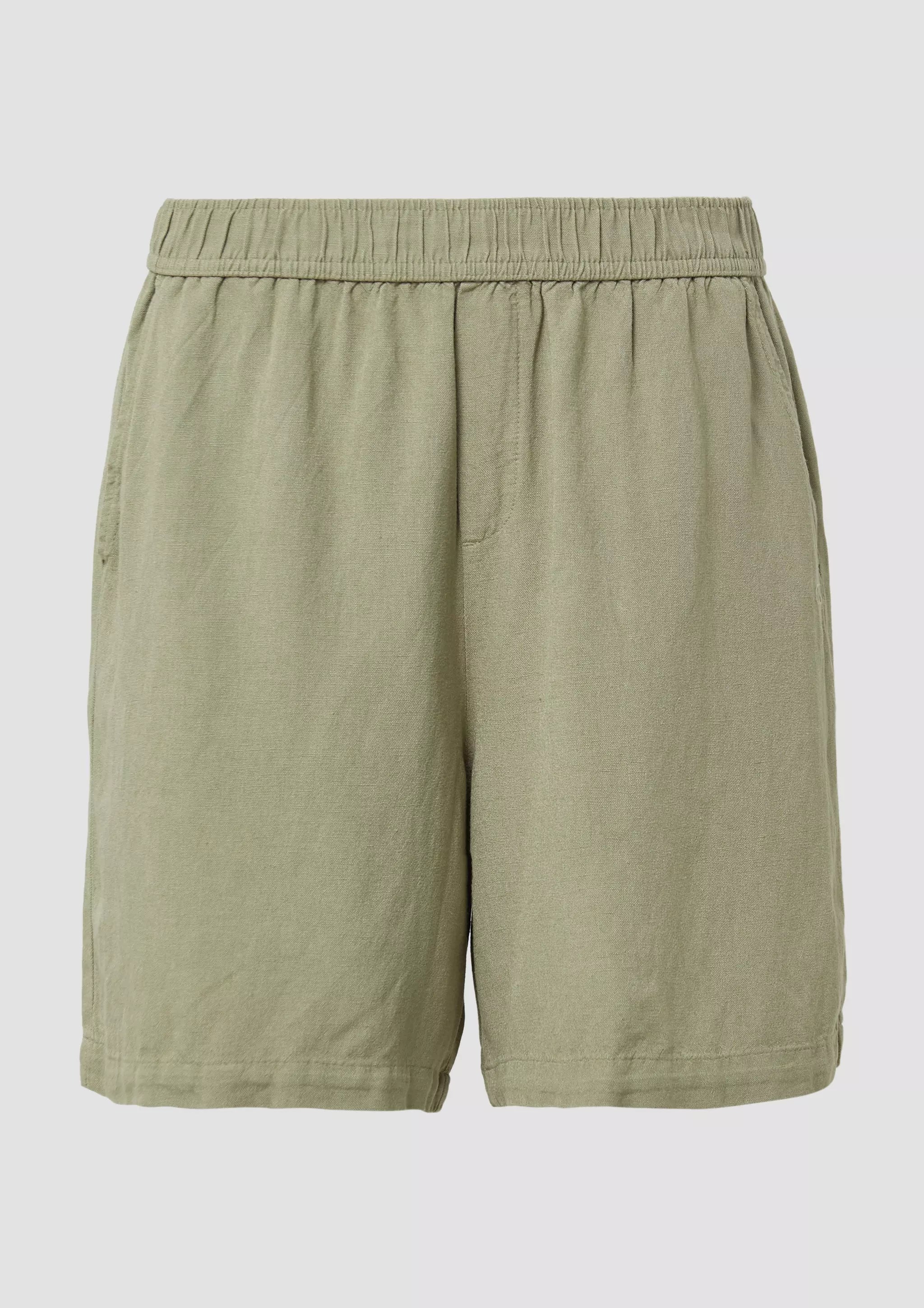 Q/S designed by s.Oliver Women's Linen-Blend Shorts - Elastic Waistband - Olive Green