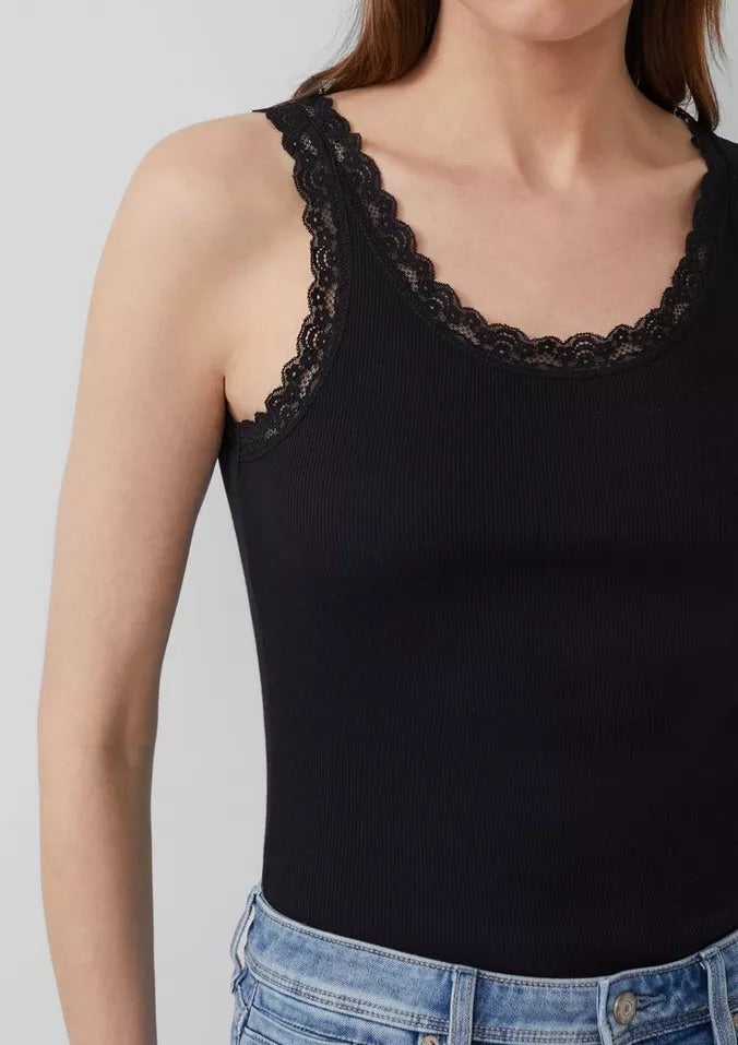 s.Oliver Lace Trim Ribbed Tank Top