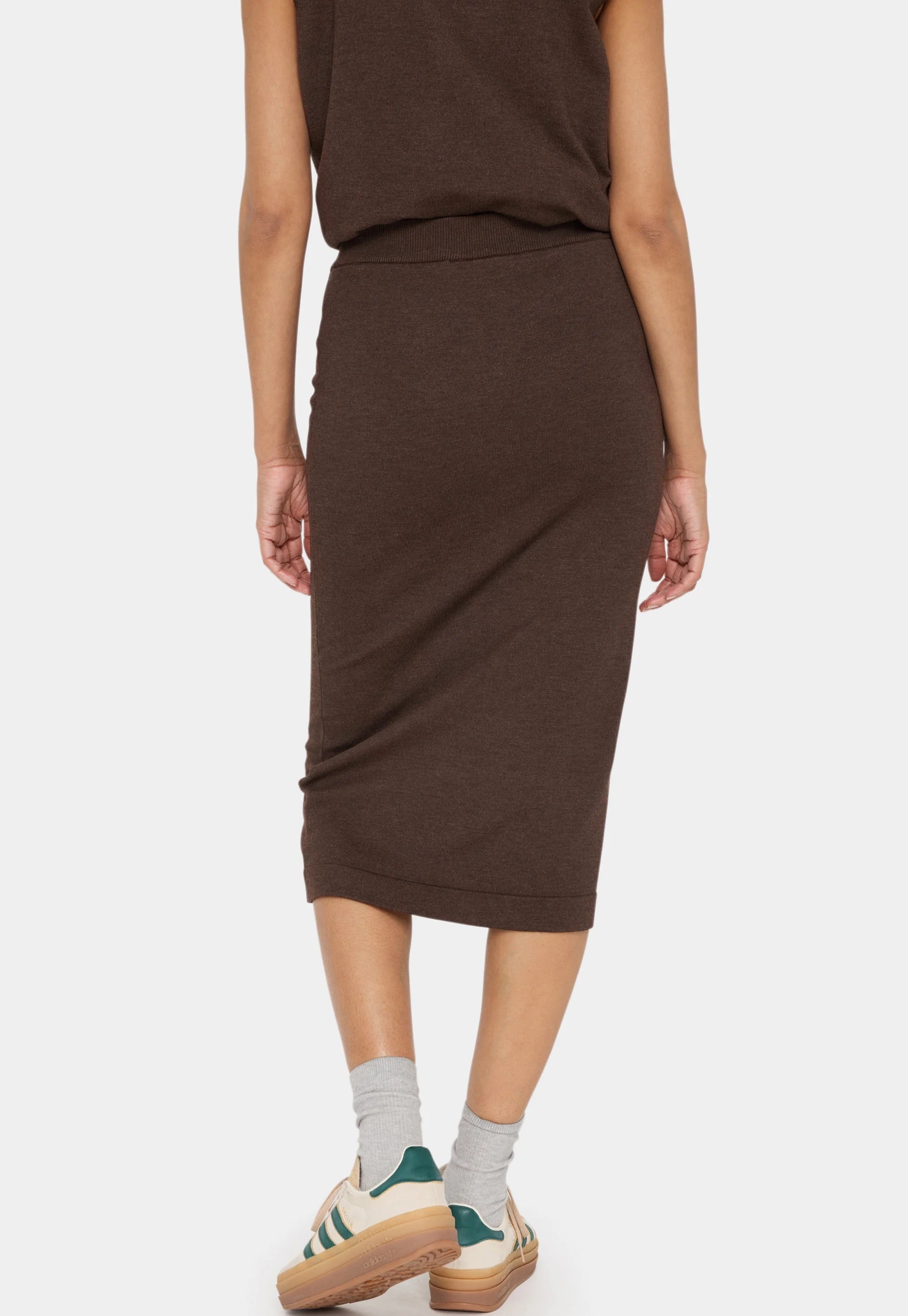 Saint Tropez MilaSZ Pencil Skirt - Dark Oak Melange