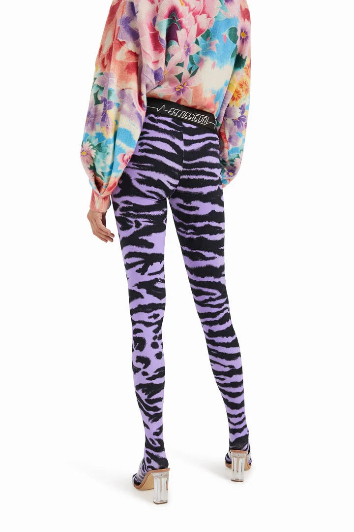 Desigual Patterned Leggings Tights 2-in-1 (Purple-Black)
