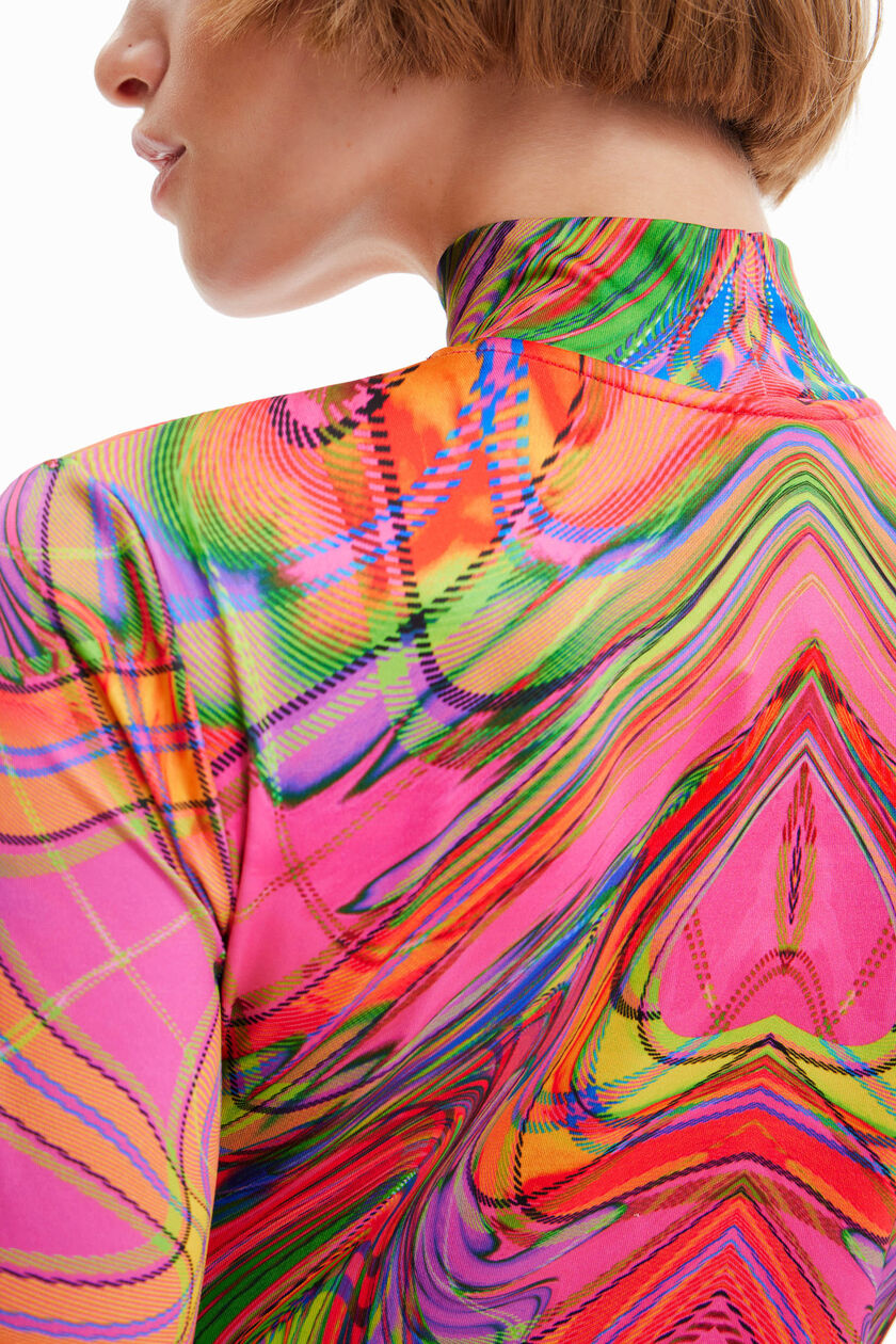 Desigual Psychedelic Marble Turtleneck Midi Dress – Pink