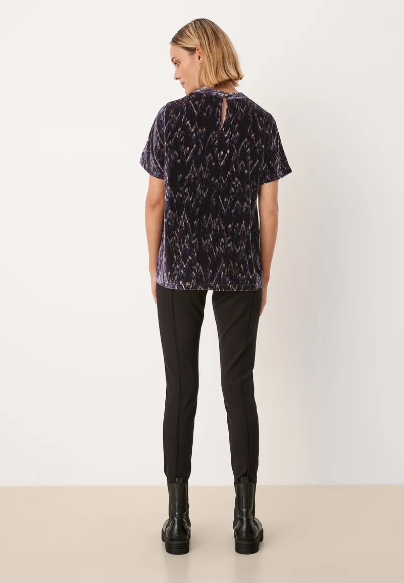 s.Oliver Abstract Print Blouse - Navy Blue, Beige & Purple