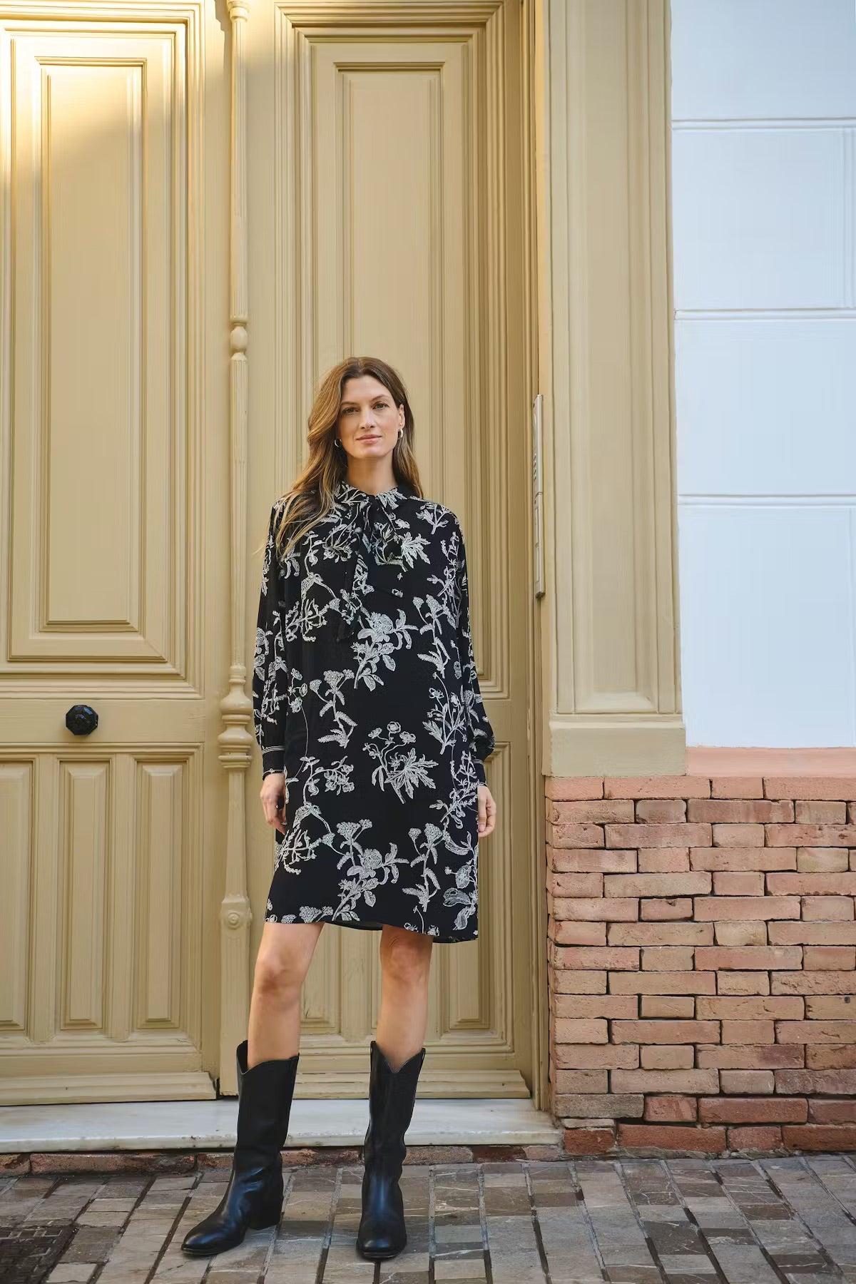 Part Two SanesPW Dress - Black Floral Print Shirt Dress