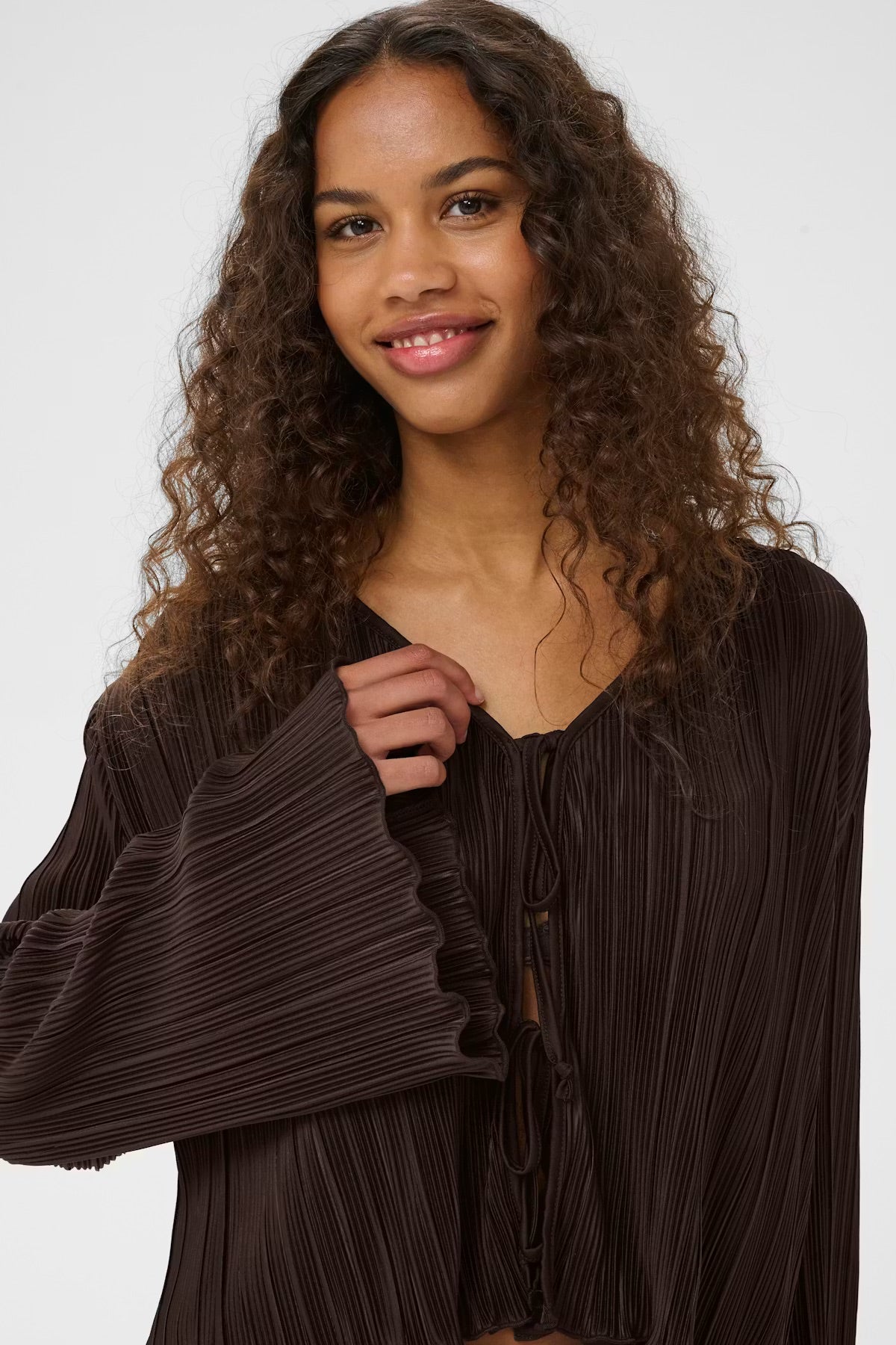 ZuniSZ Pleated Blouse - Chocolate Brown