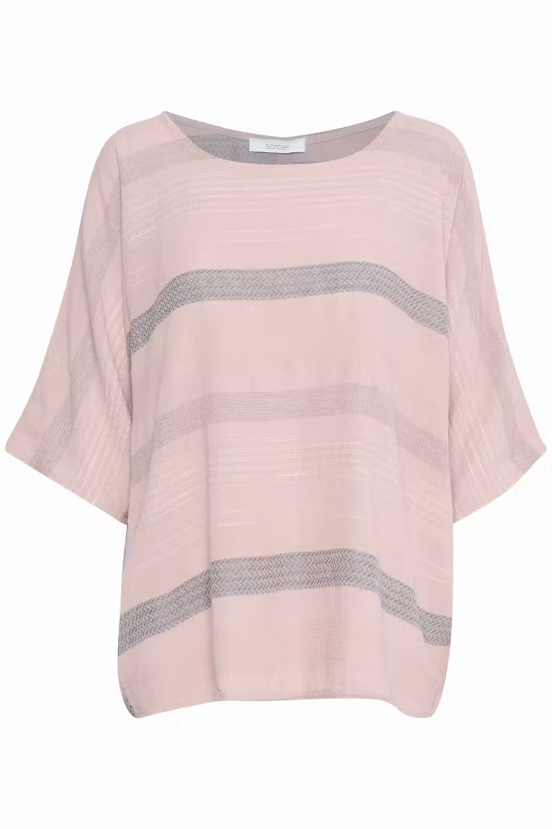 Sorbet SBKARLINE Blouse - Pink with Silver Stripes