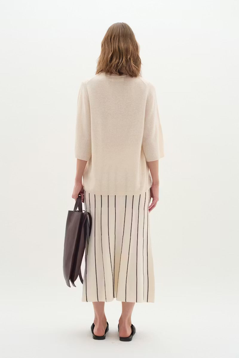 InWear PaiteIW Knit Skirt - Cream Black Striped Midi Skirt
