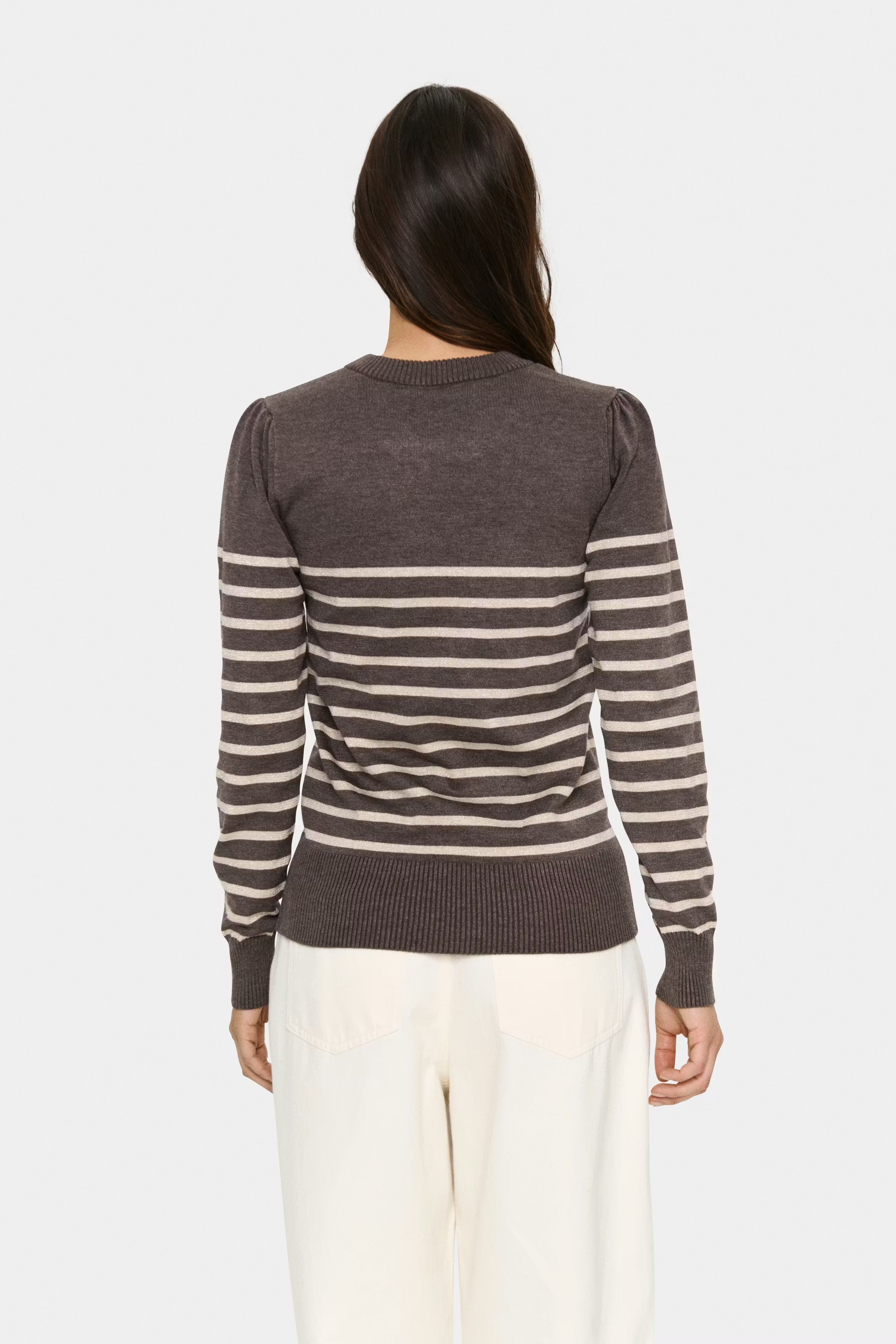 Saint Tropez MilaSZ Striped Pullover Sweater - Brown Beige