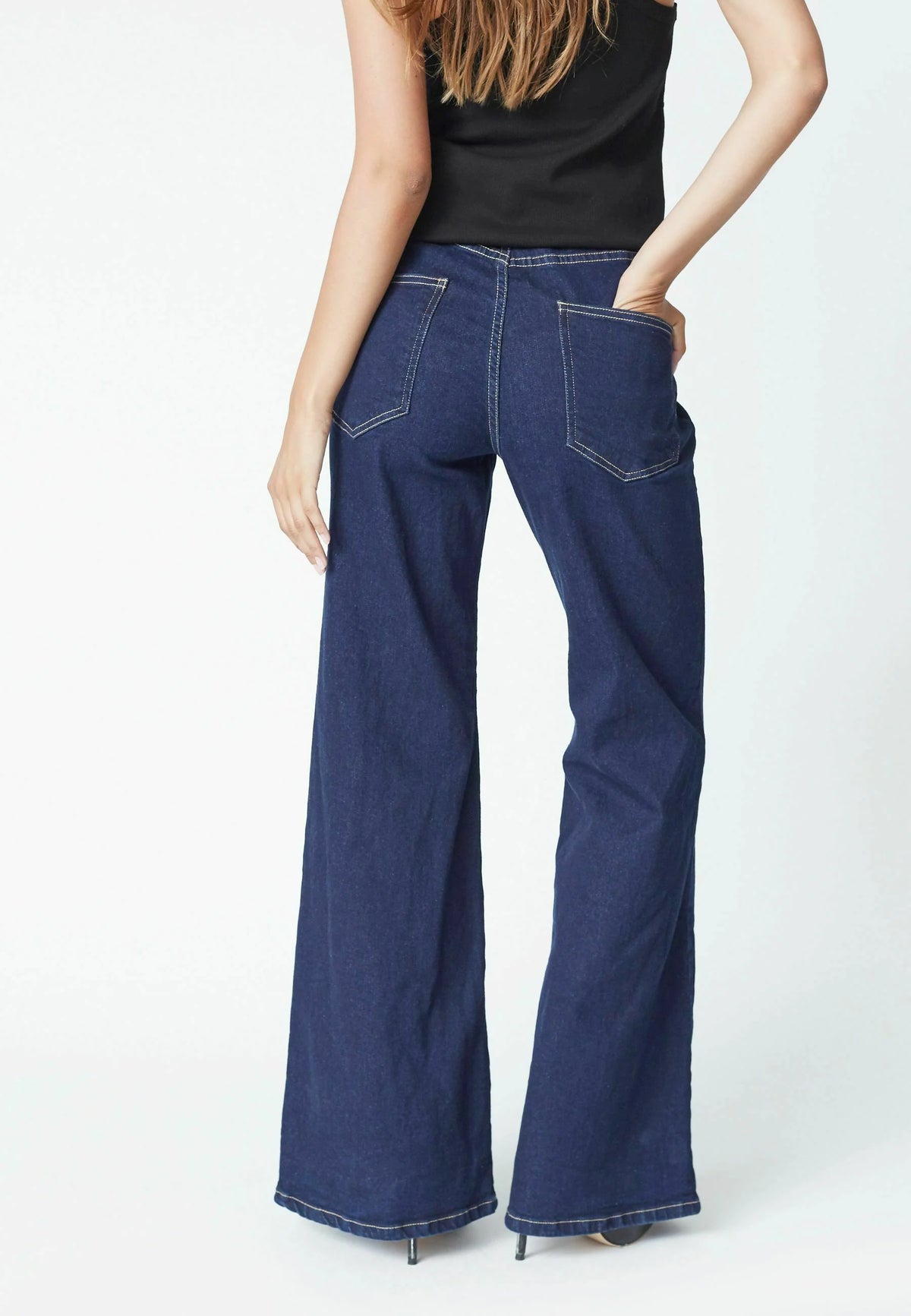 Co'couture Theo CC – jeansy z szerokimi rozszerzanymi nogawkami – ciemny denim