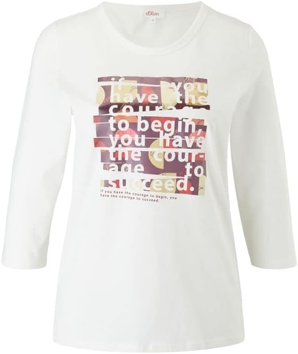 s.Oliver Women's 3/4 Sleeve T-Shirt - Inspirational Quote Graphic