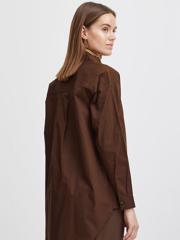 b.young BYGamze Oversized Tunic Shirt - Dark Brown