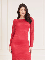 Guess by Marciano Red Long Sleeve Hydra Maxi Sweater Dress