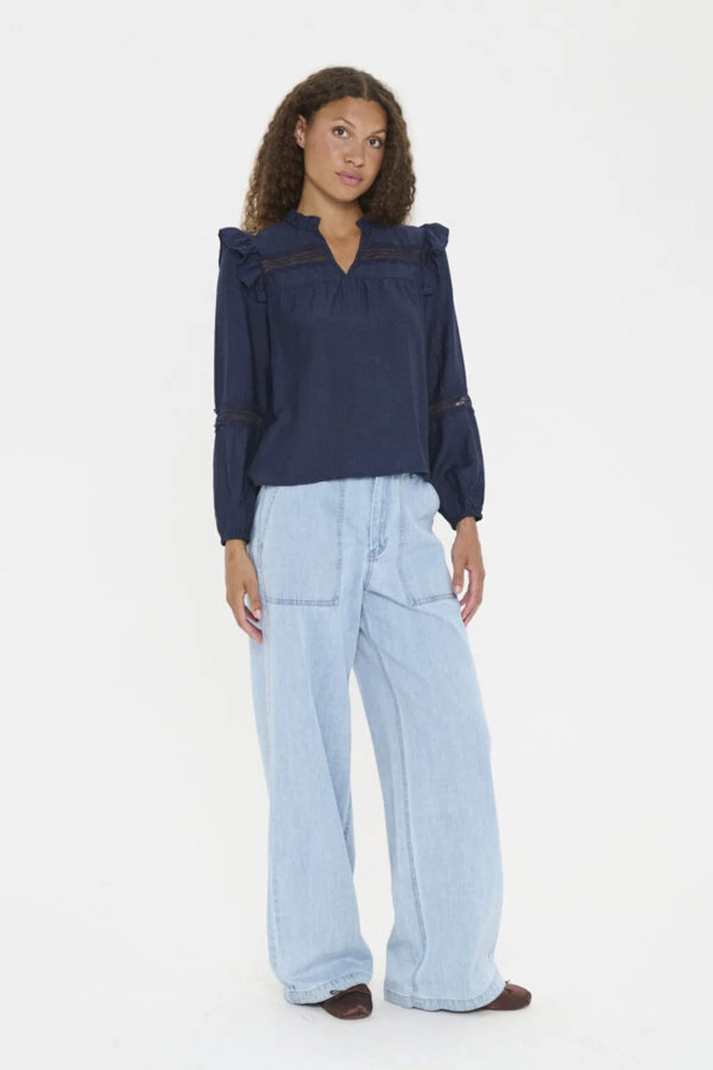 Saint Tropez AvelynnSZ Blouse with Ruffle Details - Navy Blue