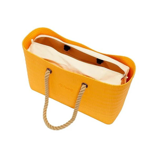 O bag Beach Tote with Inner Bag and Rope Handles - Yellow