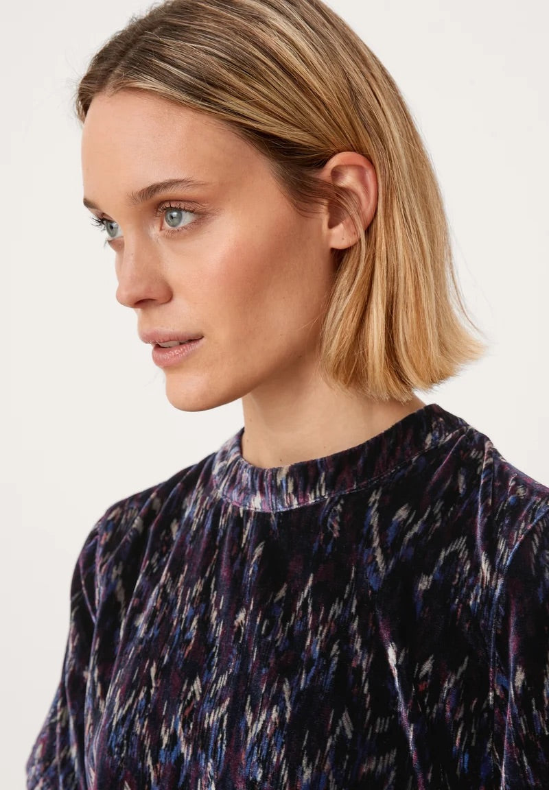 s.Oliver Abstract Print Blouse - Navy Blue, Beige & Purple