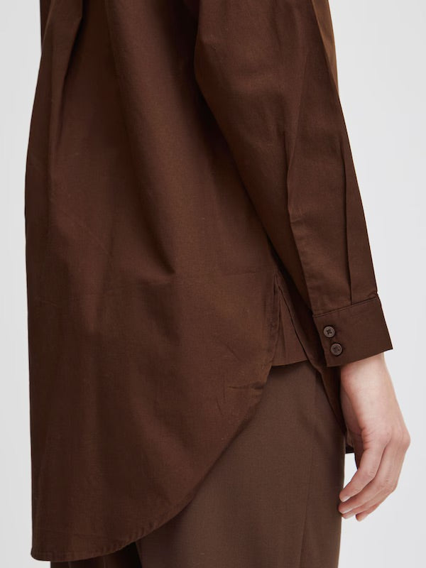 b.young BYGamze Oversized Tunic Shirt - Dark Brown