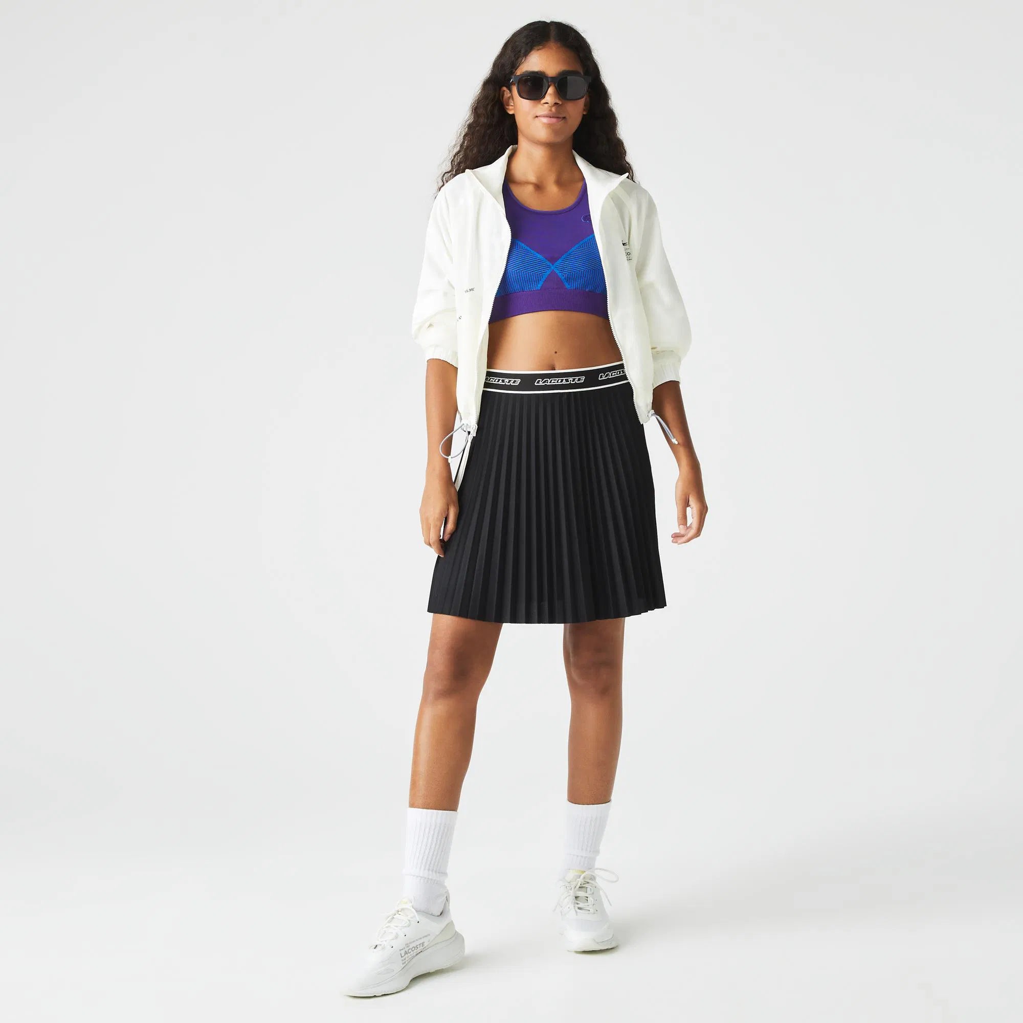 Lacoste Women's Elastic Waist Short Pleated Skirt