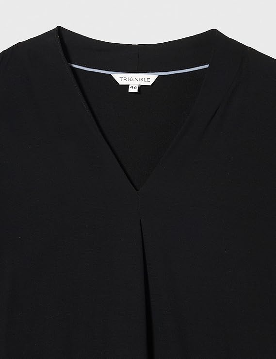 TRIANGLE Women's Black Long Sleeve Blouse - V-Neck