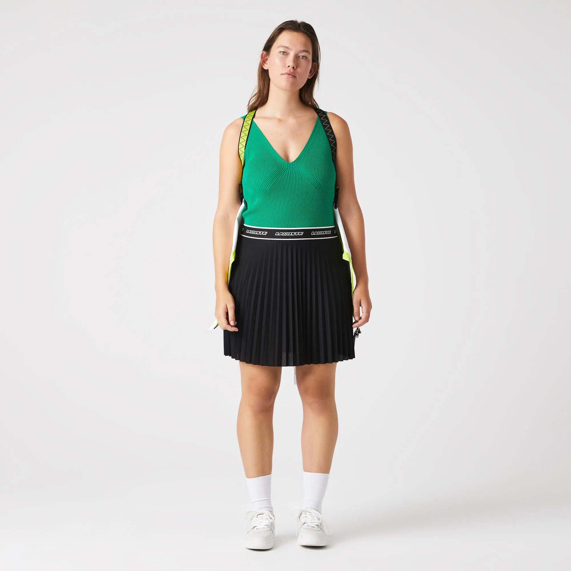 Lacoste Women's Elastic Waist Short Pleated Skirt