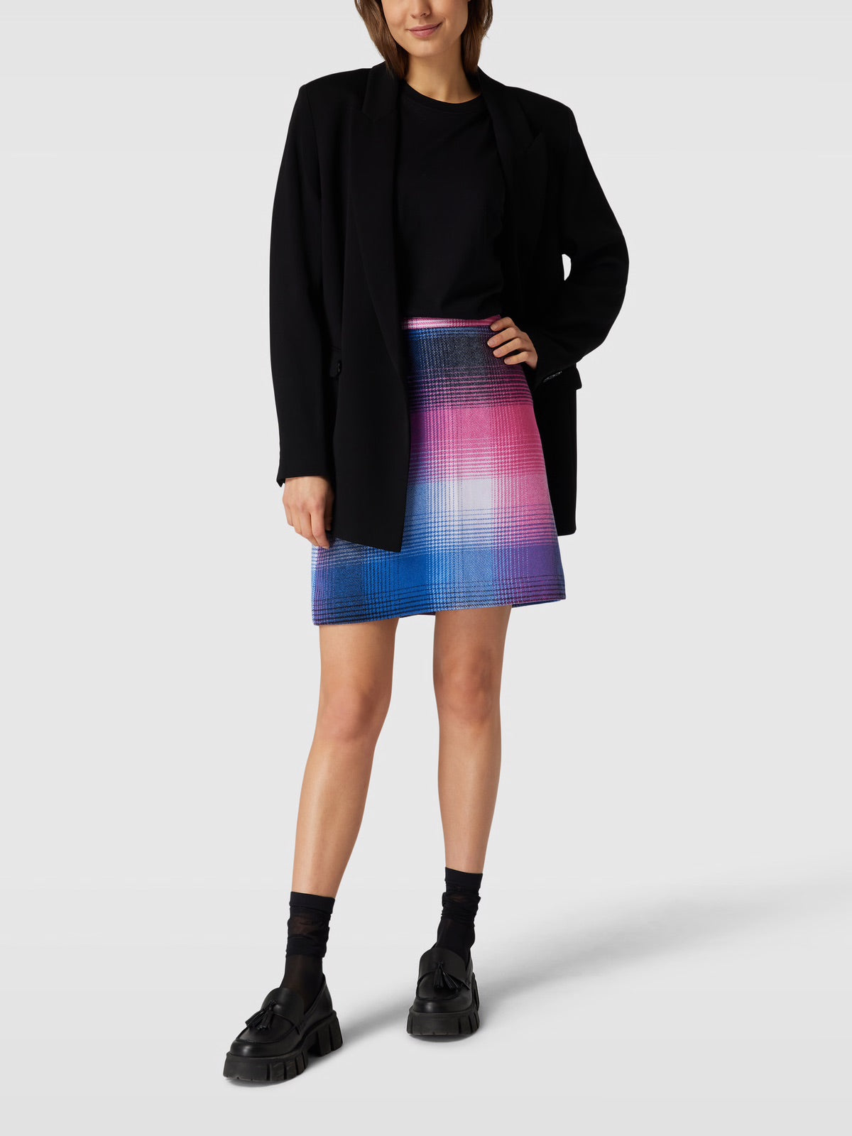 s.Oliver RED LABEL Women's Gradient Plaid Mini Skirt - Royal Blue to Pink