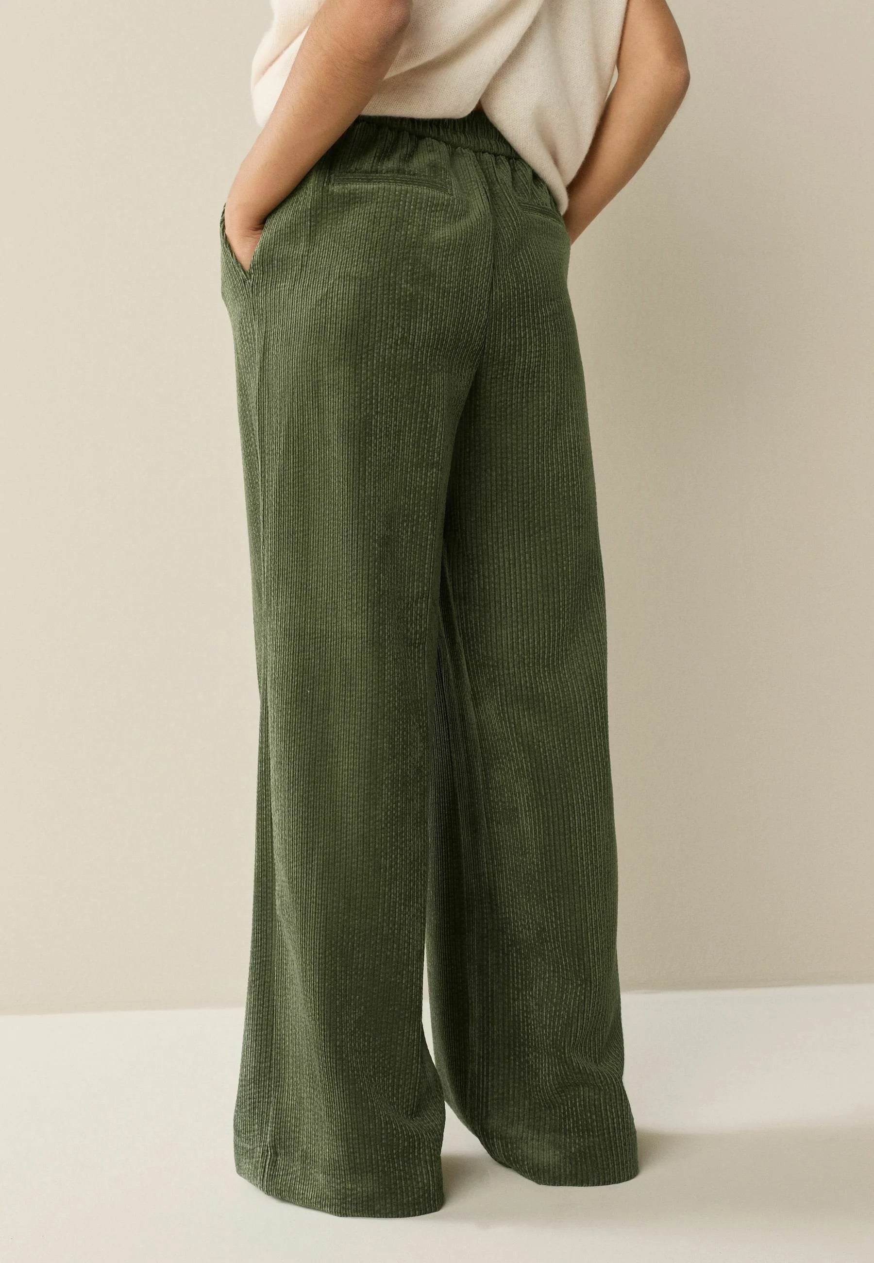 Sorbet WIDE SOFT Corduroy Trousers - Olive Green