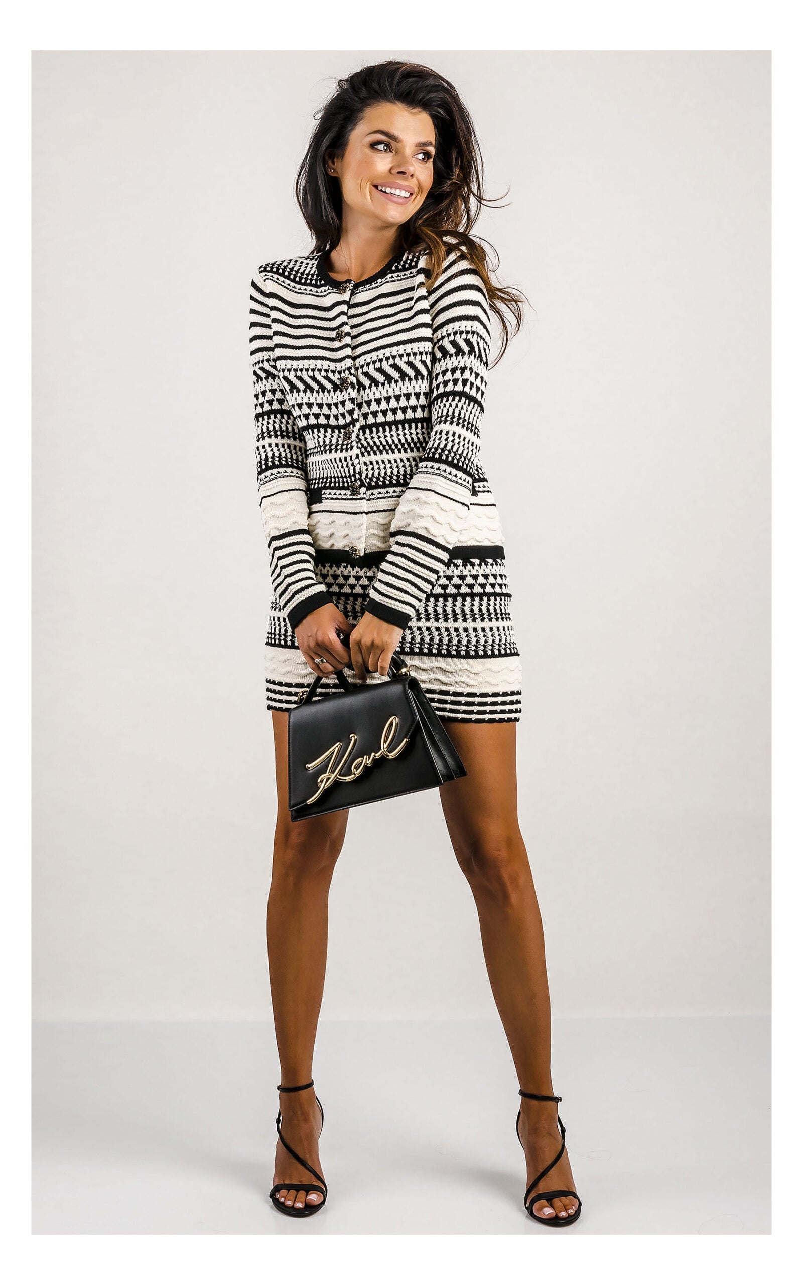 Marciano Guess Patterned Cardigan - Black-Cream