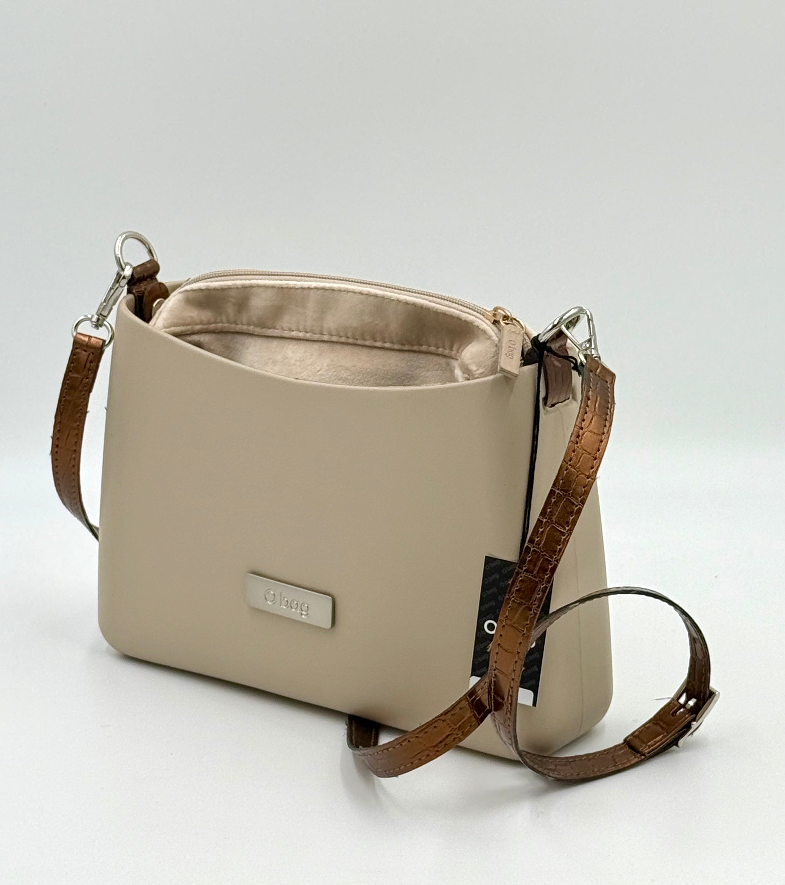 O bag Glam – Beige with suede-effect solid lining