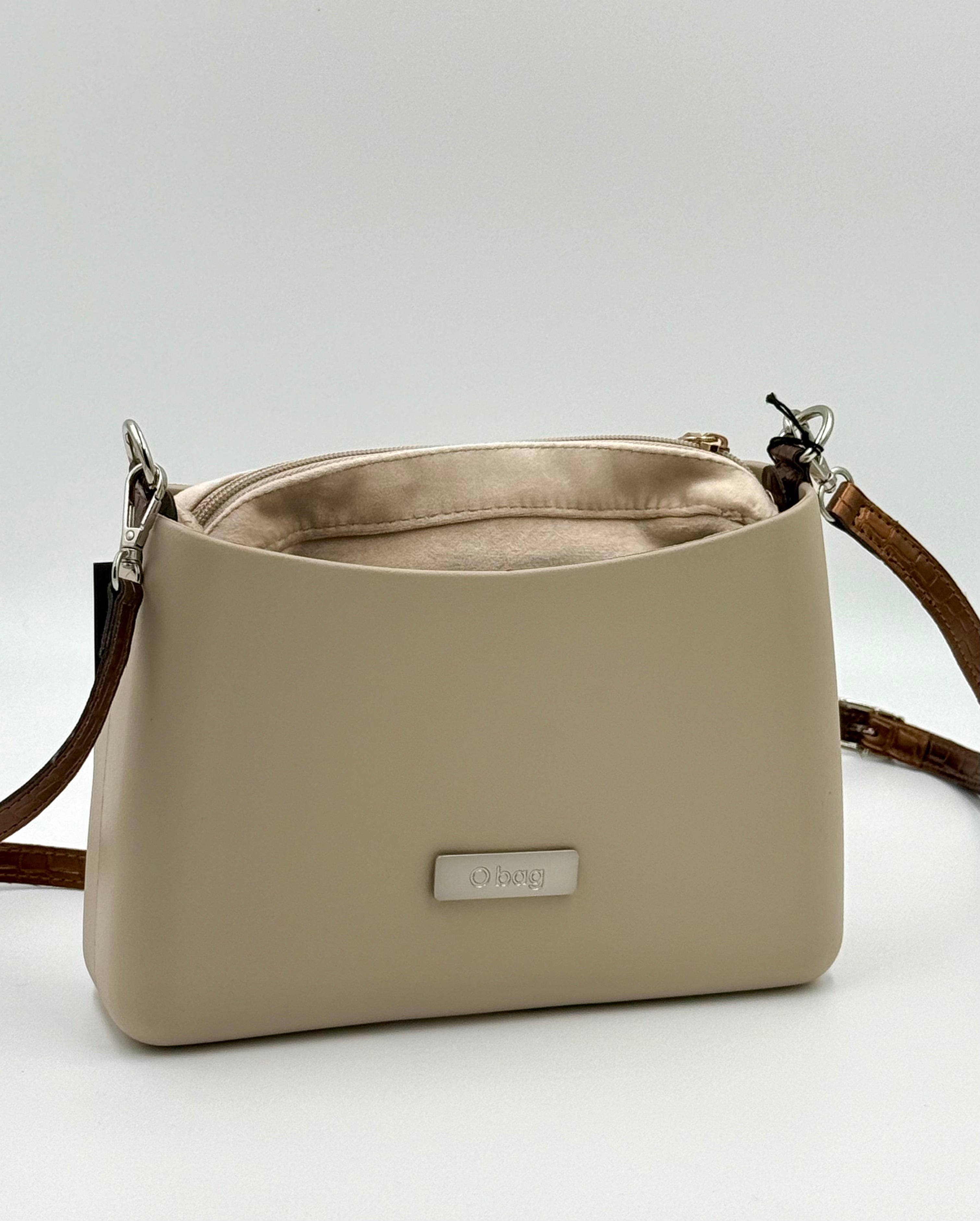 O bag Glam – Beige with suede-effect solid lining