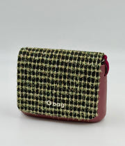 O bag – O pocket (mauve) tweed/checkered flap with wrist strap
