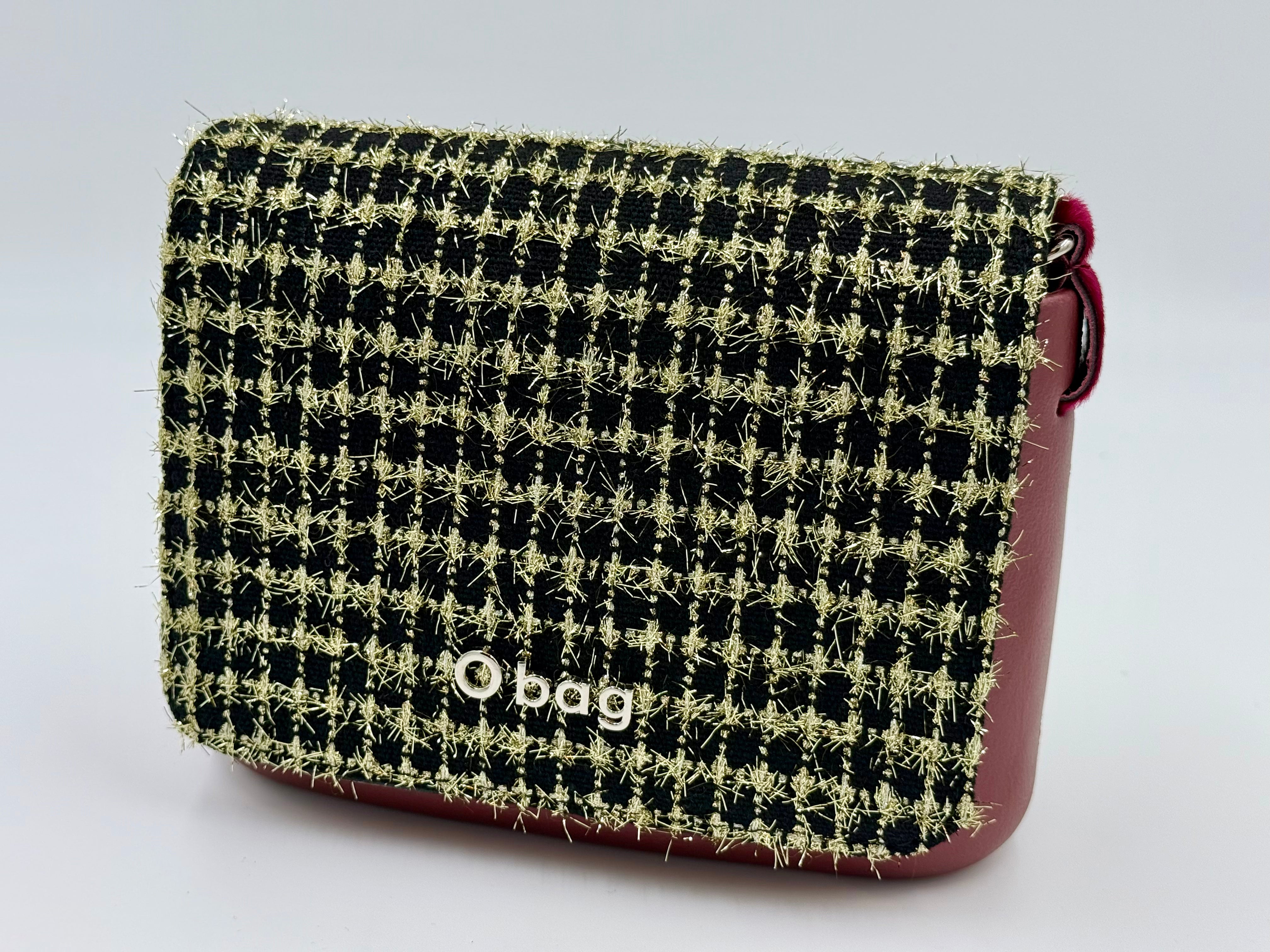 O bag – O pocket (mauve) tweed/checkered flap with wrist strap