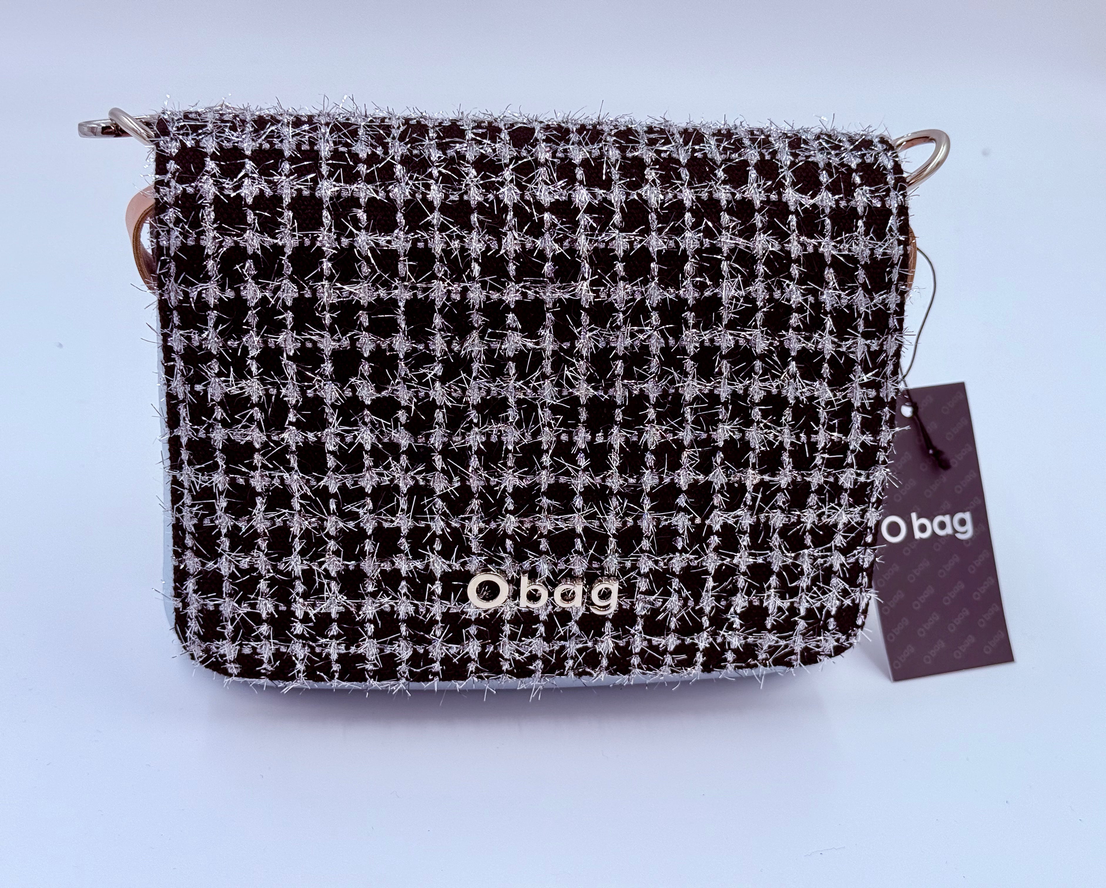 O bag Pocket bag – with tweed lid and patterned wide shoulder strap