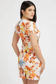 GUESS Floral Print Body-Hugging Mini Dress