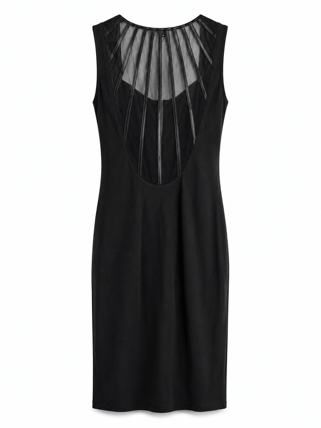 Marciano by Guess – czarna dopasowana sukienka z siateczkową wstawką