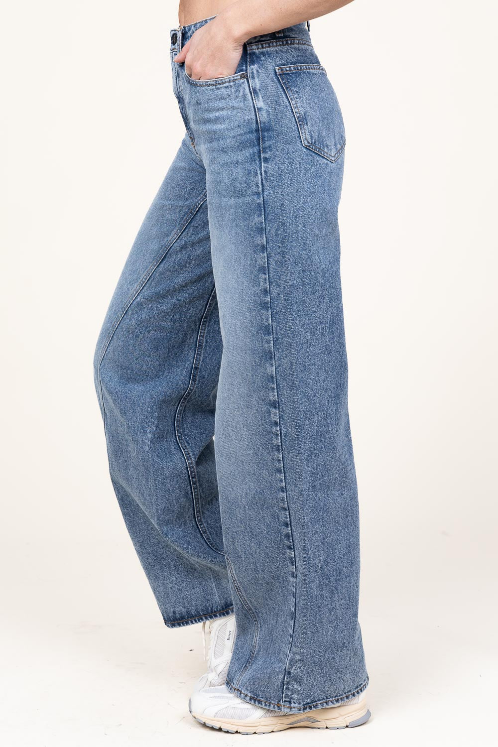 Co'couture Vika – niebieskie nieelastyczne jeansy z szerokimi nogawkami