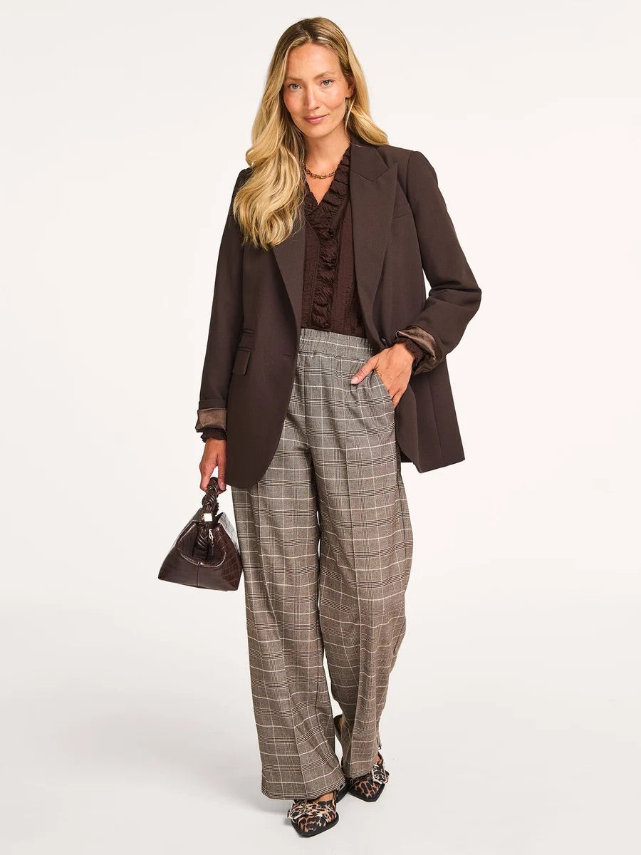 Co'couture Claudine CC – spodnie z szerokimi nogawkami – orzechowe