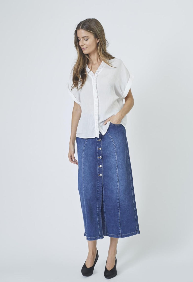 Co'couture Tyler – niebieska jeansowa spódnica midi