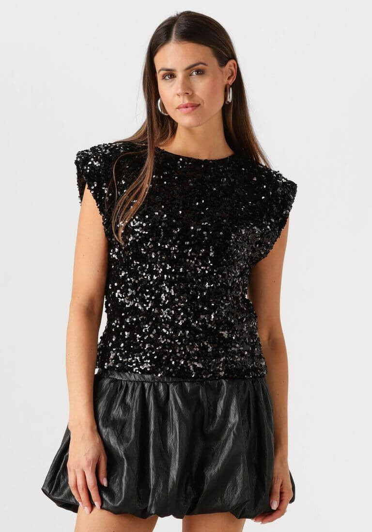 Co'couture Roslyn CC – czarny cekinowy top
