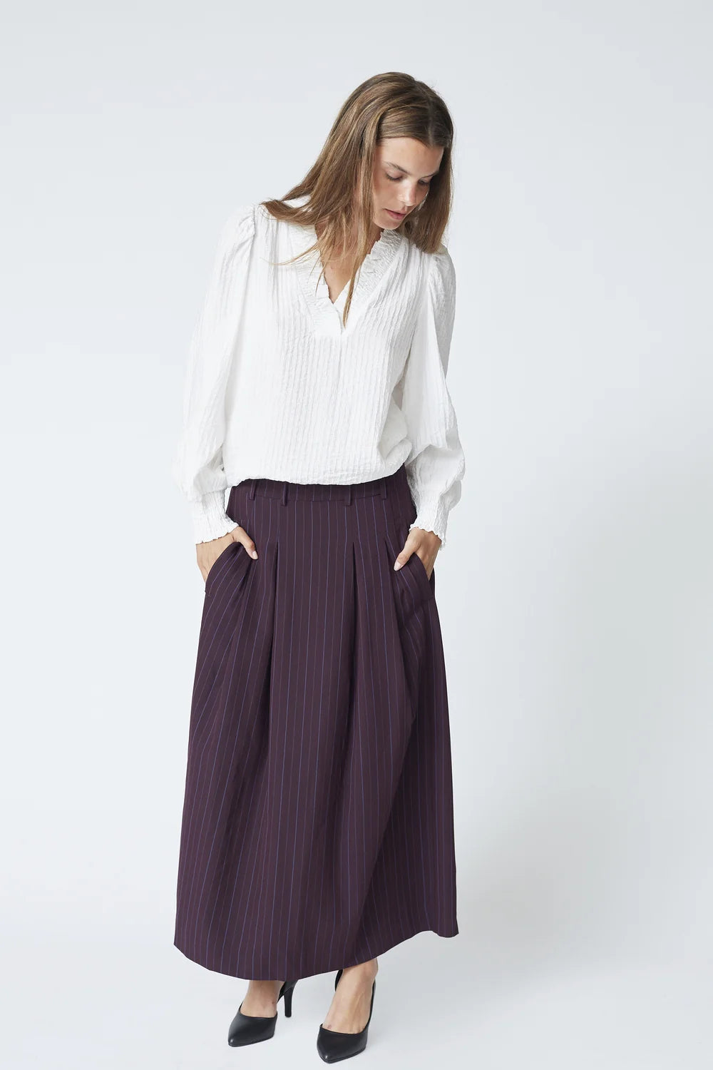 Co'couture Anya CC Trinny – plisowana spódnica – śliwkowa