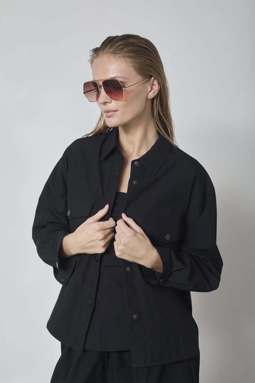 Co'couture Acasia CC – czarna koszula z długim rękawem