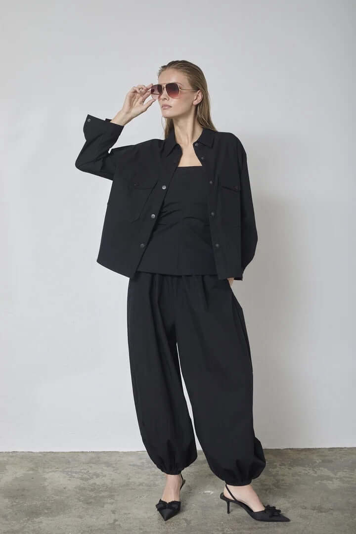 Co'couture Acasia CC – czarna koszula z długim rękawem