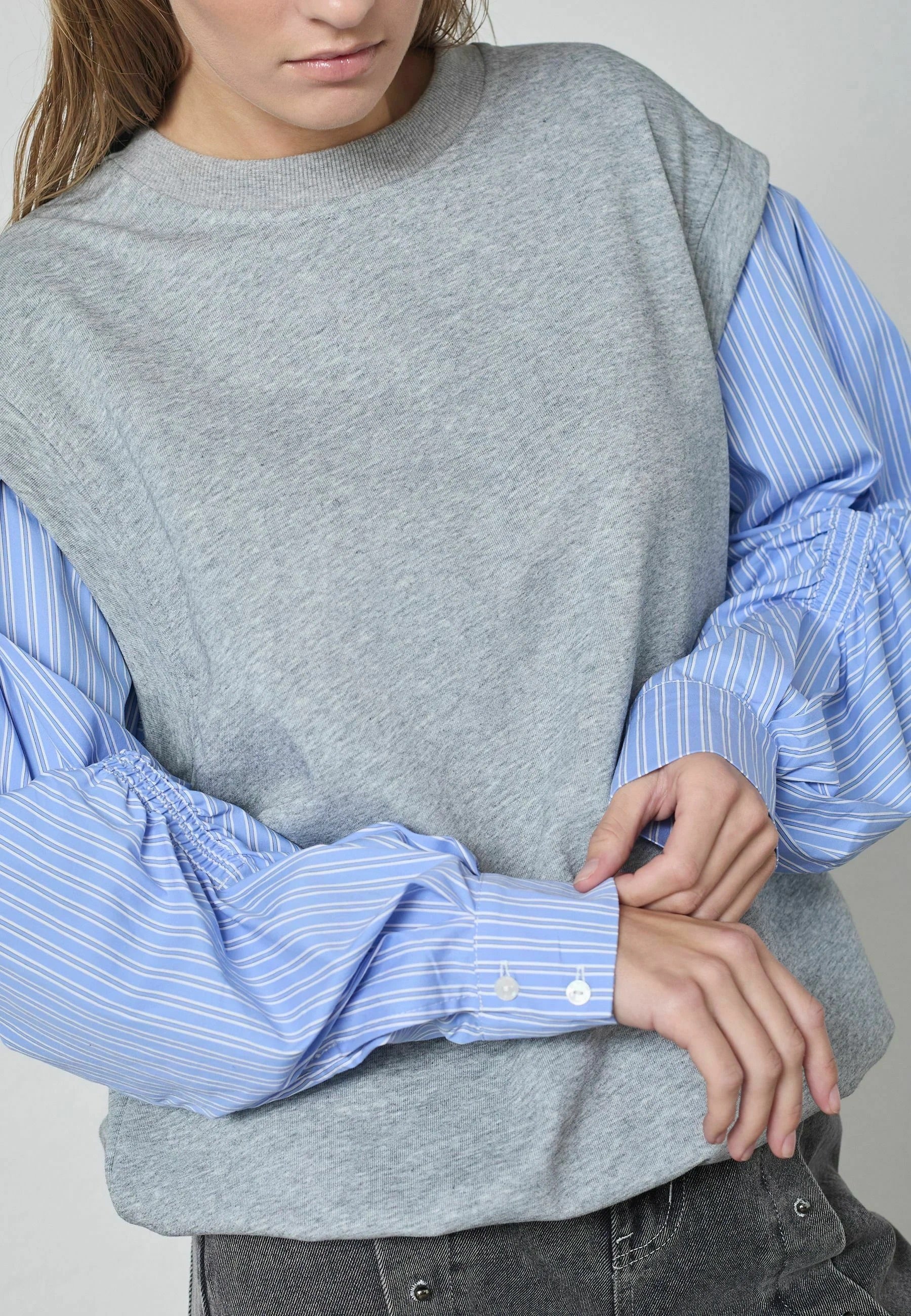 Co'couture Sabina Mix Shirt Sweat – Light Grey