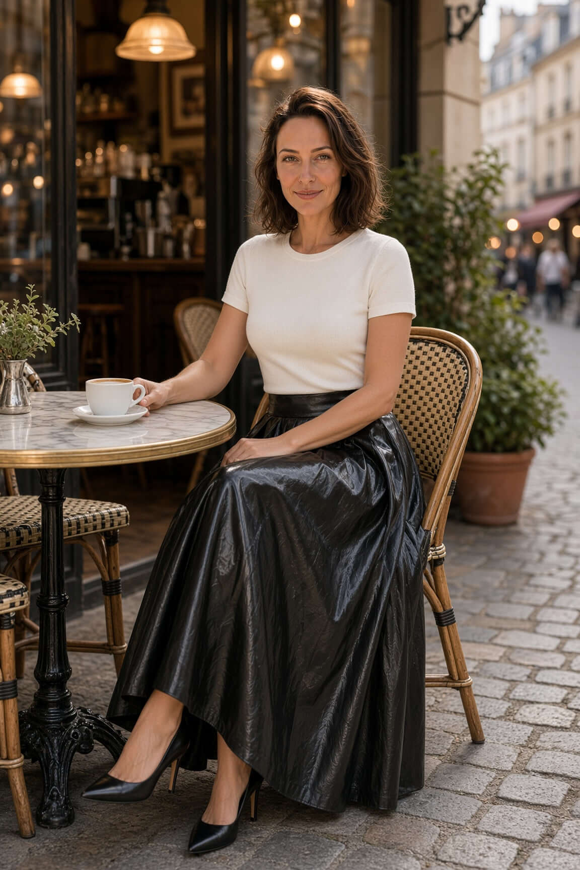 Marciano by Guess – czarna plisowana spódnica ze sztucznej skóry