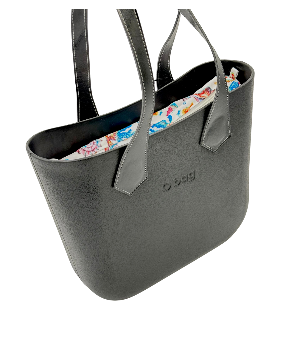 O bag Mini – Black Tote Bag with Ocean Print Interior