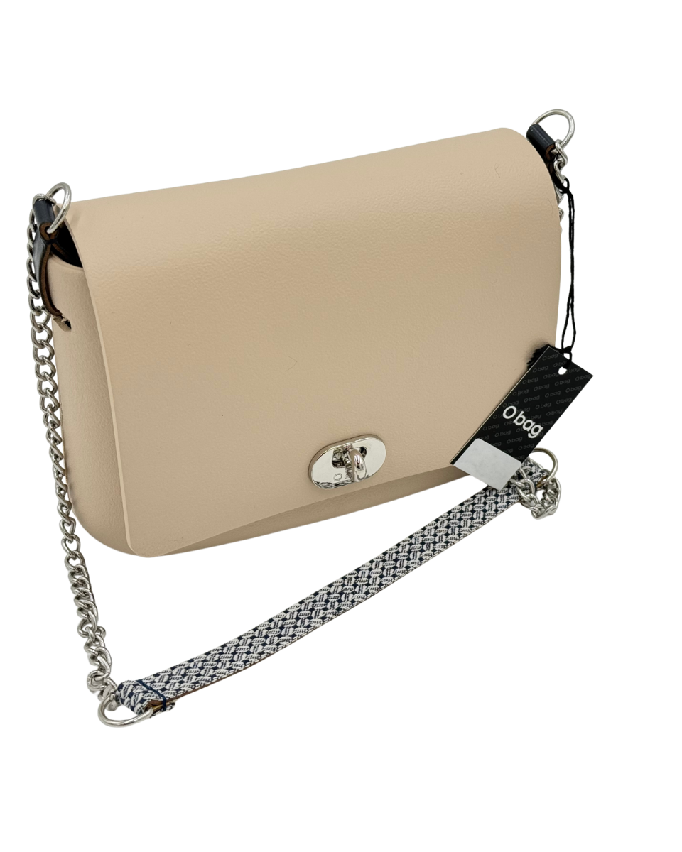 O bag Opocket – Sand Beige Crossbody Bag with Silver Chain Strap