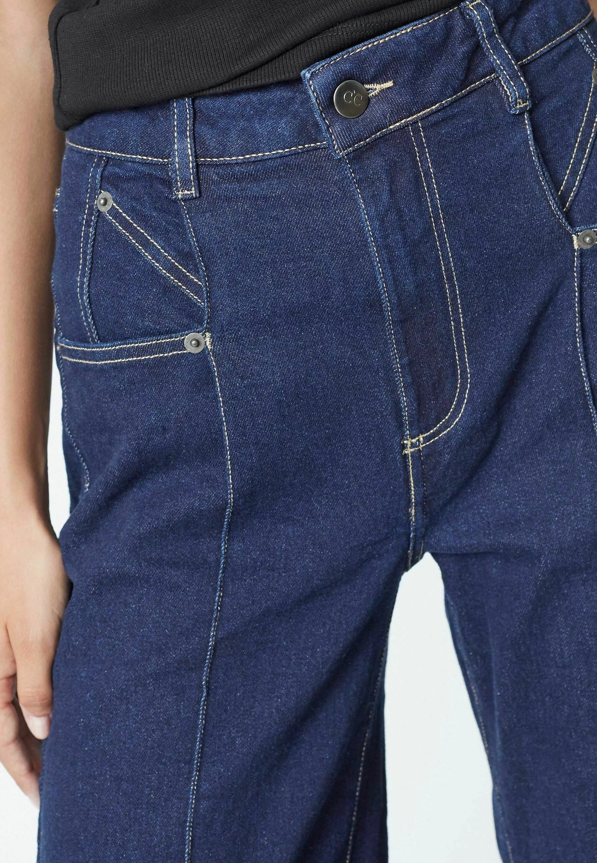 Co'couture Theo CC – jeansy z szerokimi rozszerzanymi nogawkami – ciemny denim